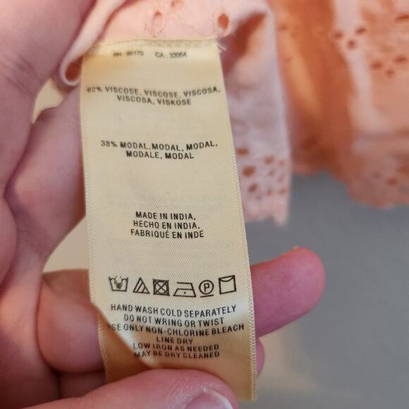 Anthropologie Sadie Peach Eyelet Swing Top Size 0 - Picture 11 of 11